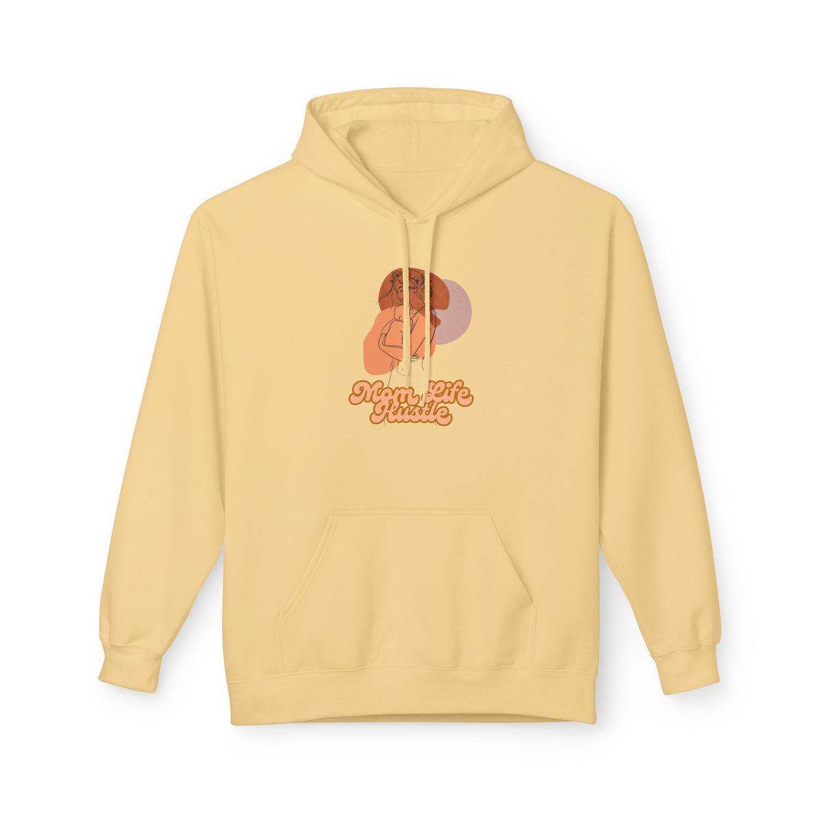 'Mom Life Hustle' Retro Hoodie | Delicate Line Illustration of a Mother & Baby