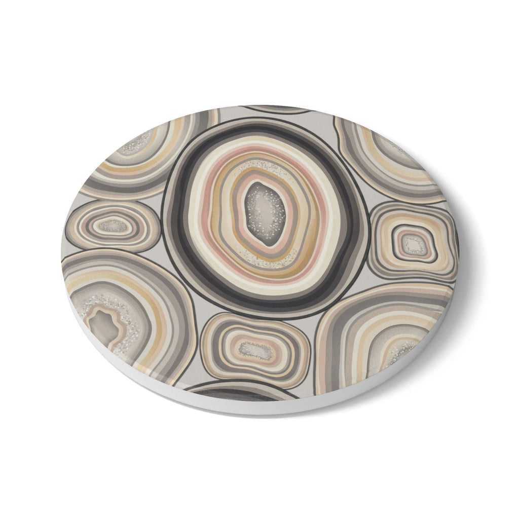Ceramic Coasters | Neutral Earth Tone Agate Slices Stone Pattern