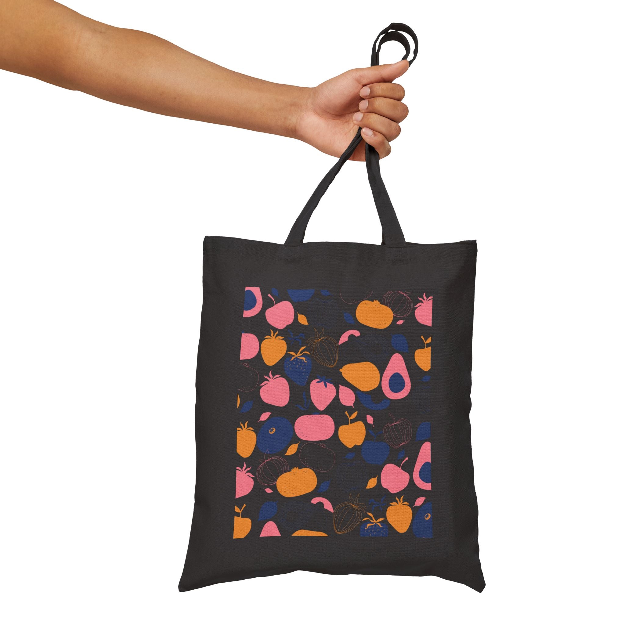 Tote Bag | Abstract Fruit Pattern Canvas Grocery Tote