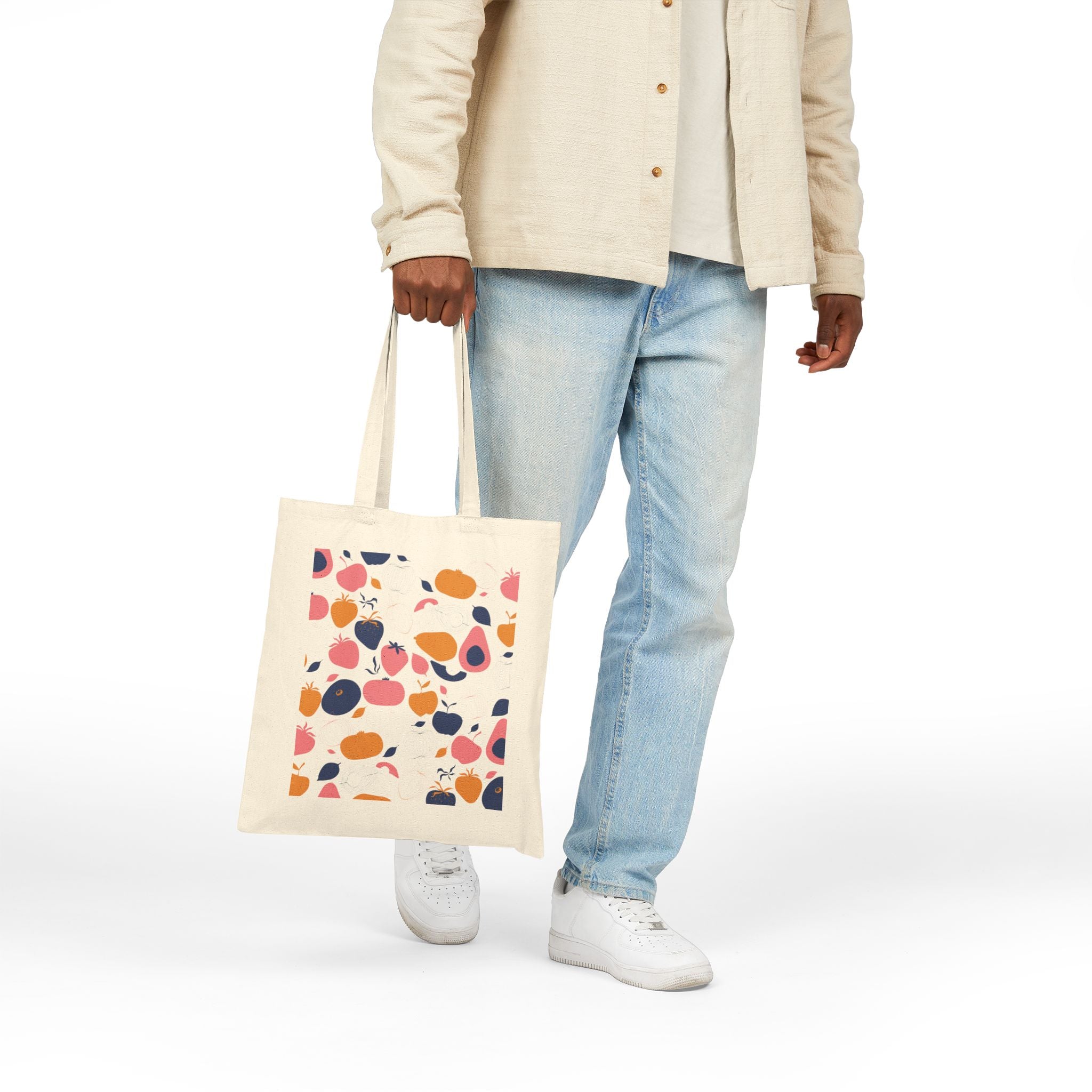 Tote Bag | Abstract Fruit Pattern Canvas Grocery Tote