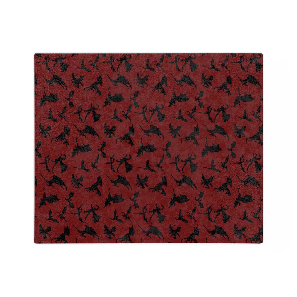 Crimson Dragons' Silhouettes Velveteen Throw