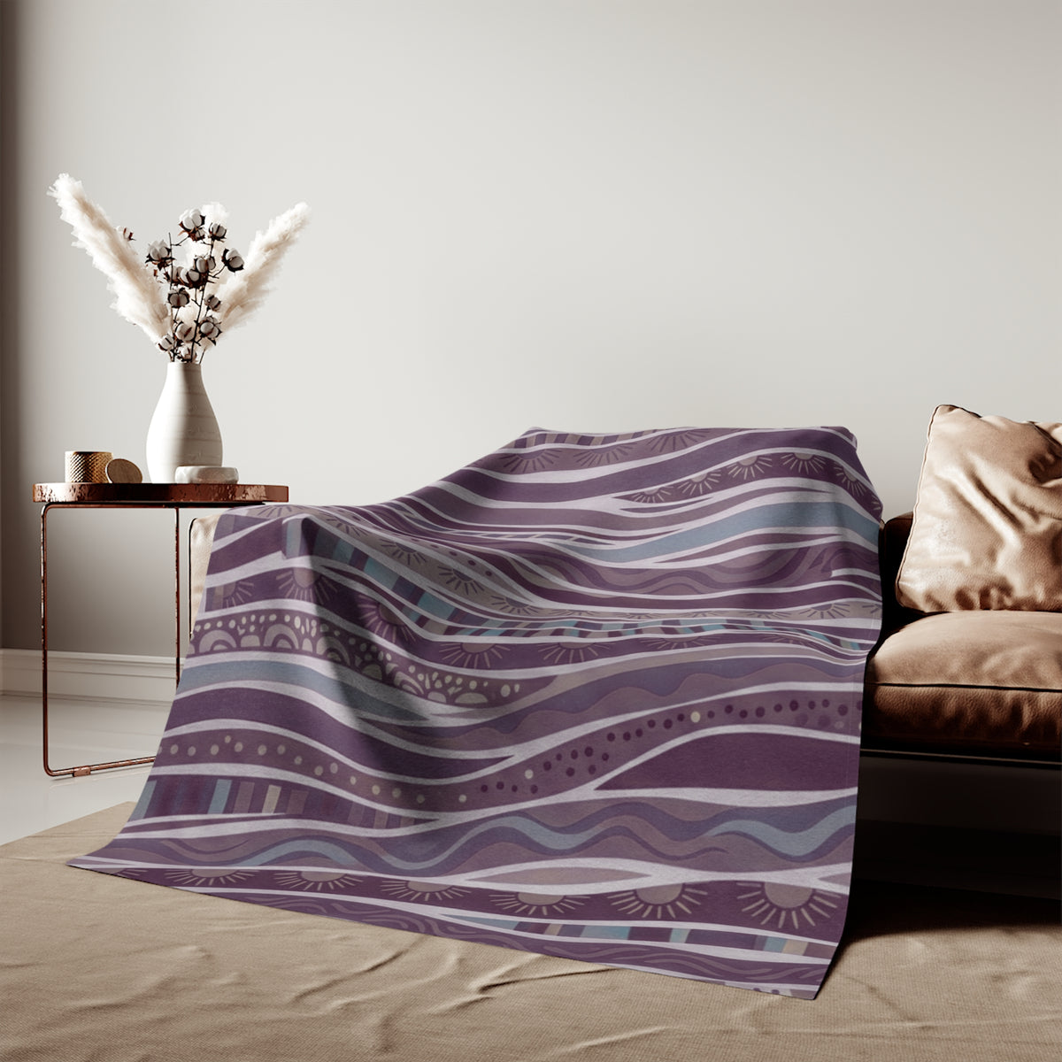 Purple Boho Waves Sweatshirt Blanket