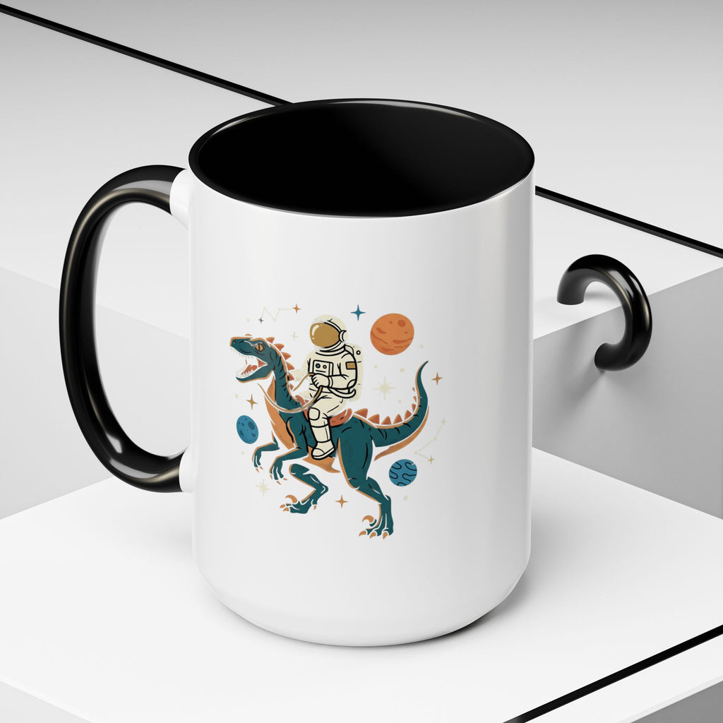 Coffee Mug | Astronaut Riding Velociraptor Accent Mug