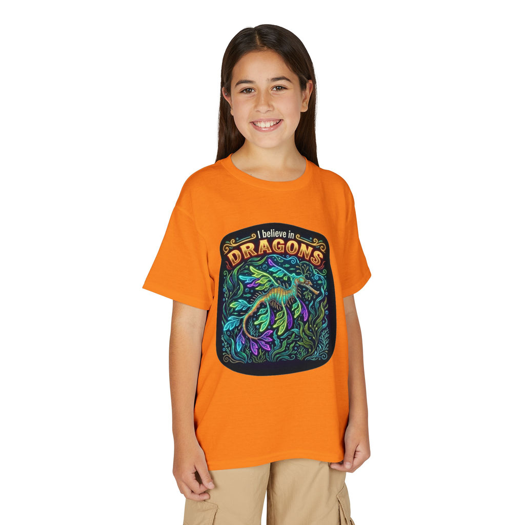 T-Shirt | 'I Believe in Dragons' Colorful Dragon Graphic Youth Tee