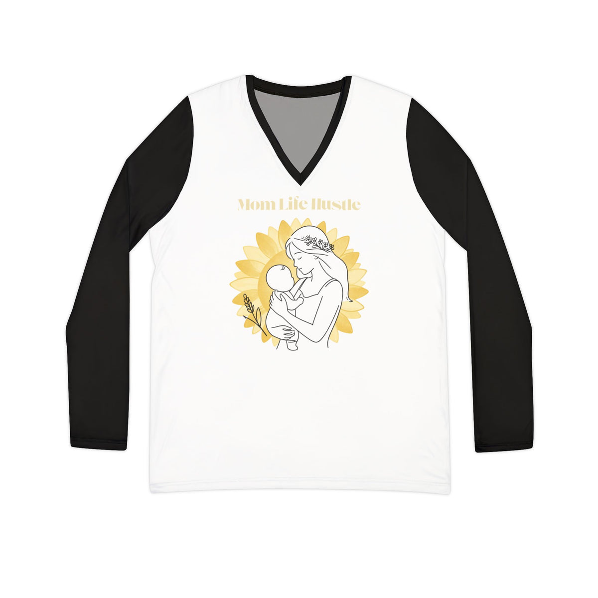 Mom Life Hustle in Bloom Long Sleeve V-Neck Shirt