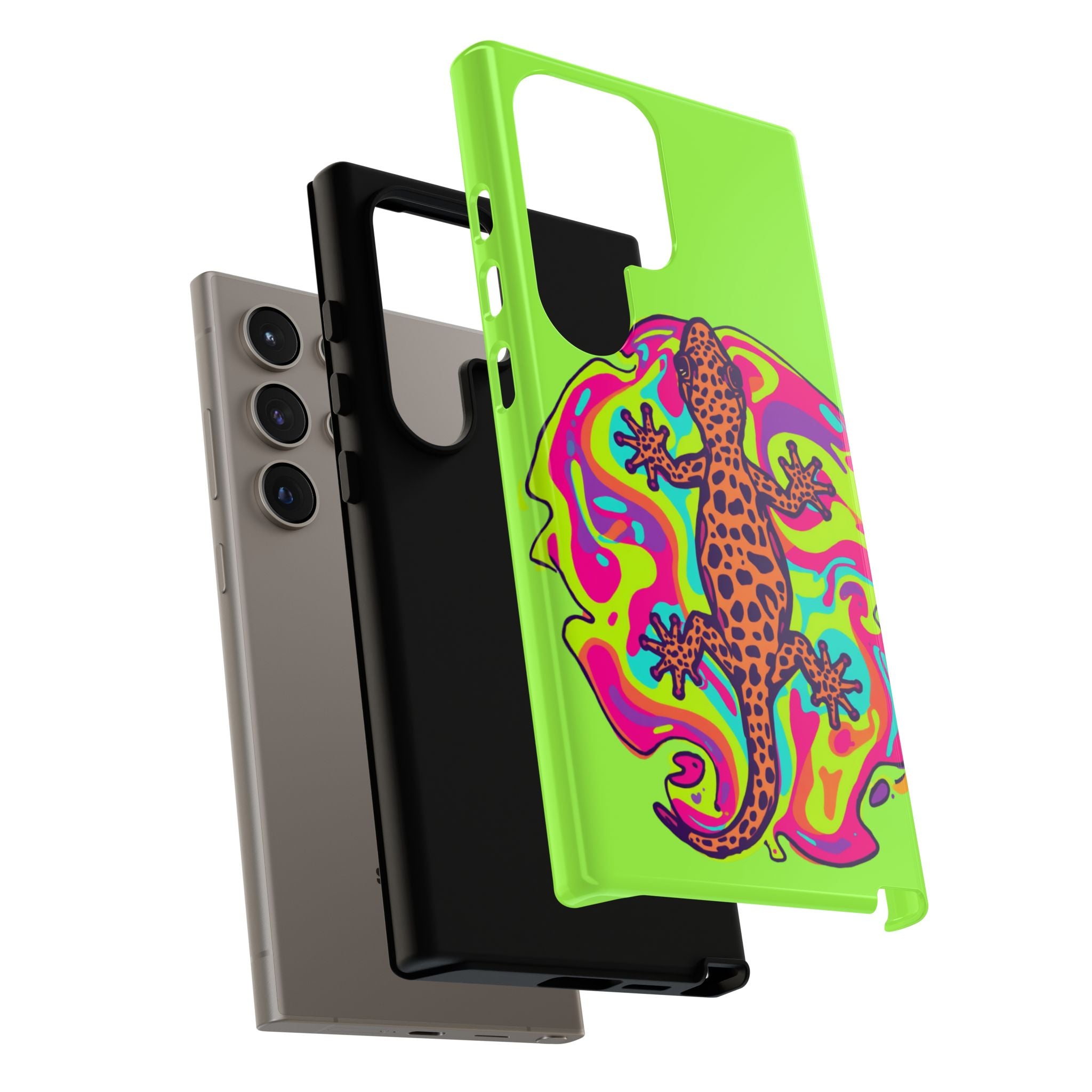 Phone Cases | Neon Leopard Gecko Swirl Phone Case