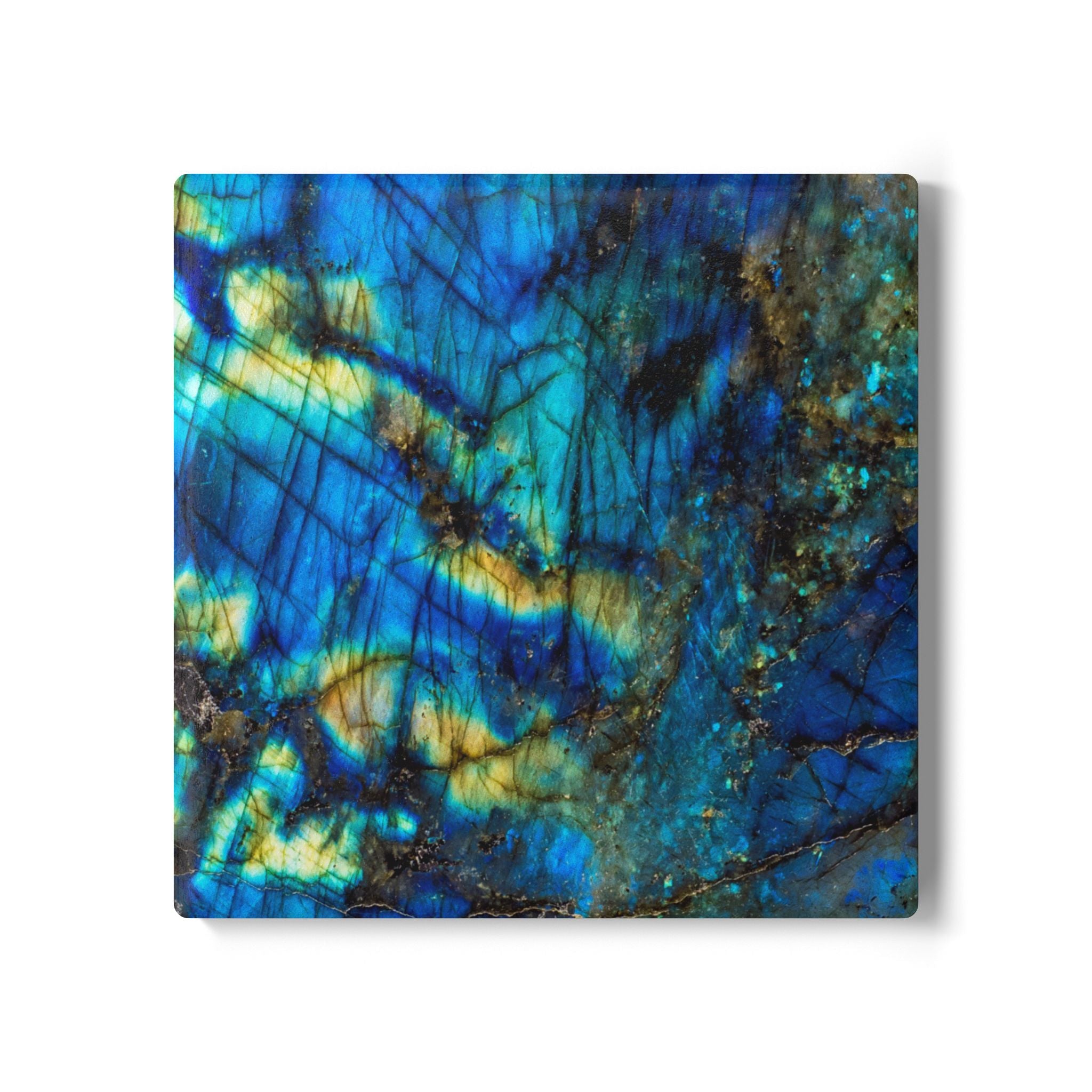 Coasters | Faux Labradorite Stone Ceramic Drink Coaster