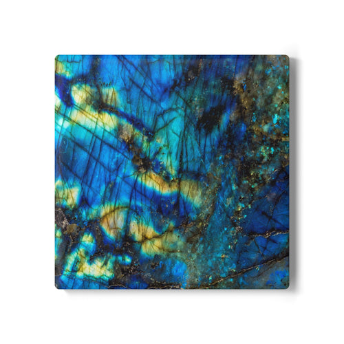 Coasters | Faux Labradorite Stone Ceramic Drink Coaster