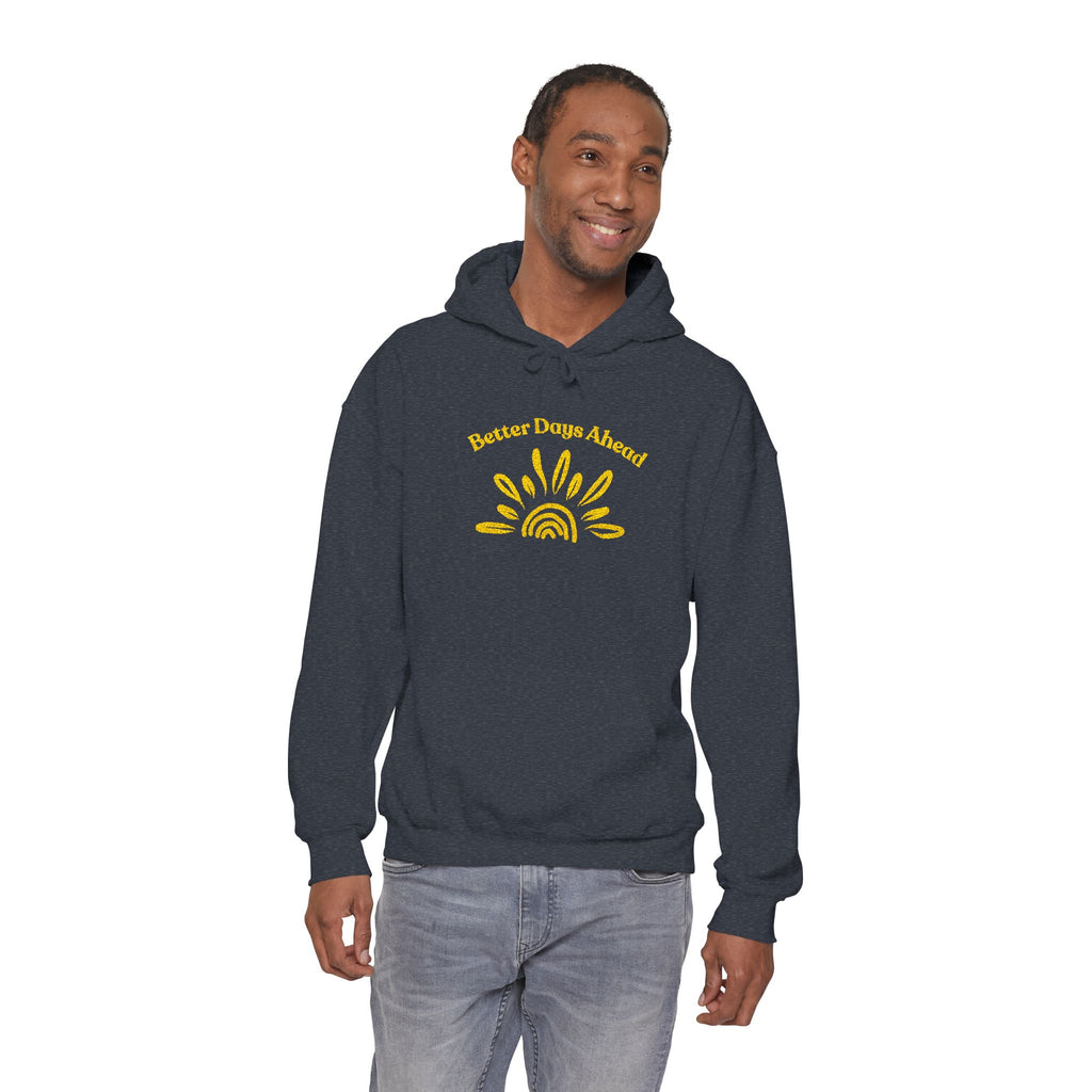 Hoodie | ‘Better Days Ahead’ Above a Sunrise  Embroidered Graphic