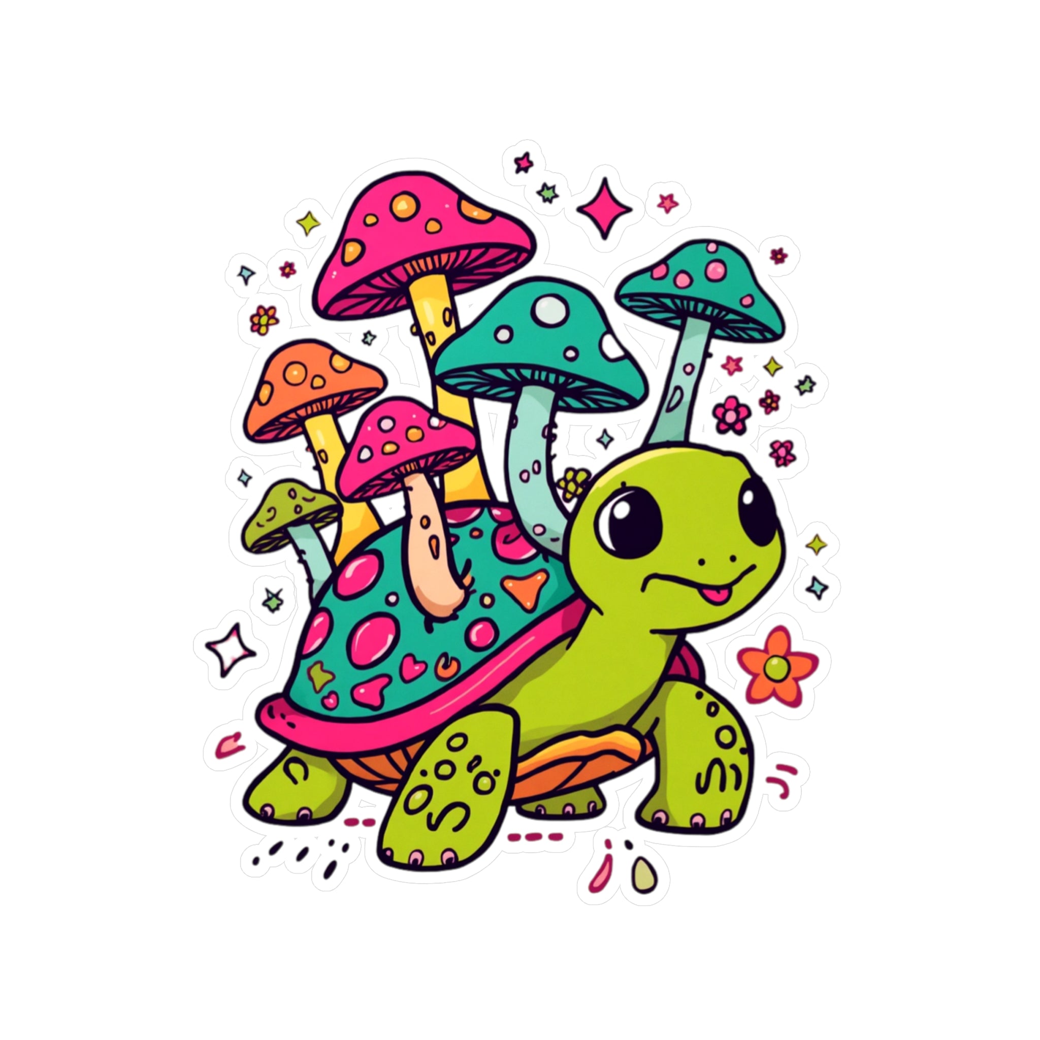 Vinyl Decal | Colorful Cute Mushroom Turtle Kiss-Cut Sticker