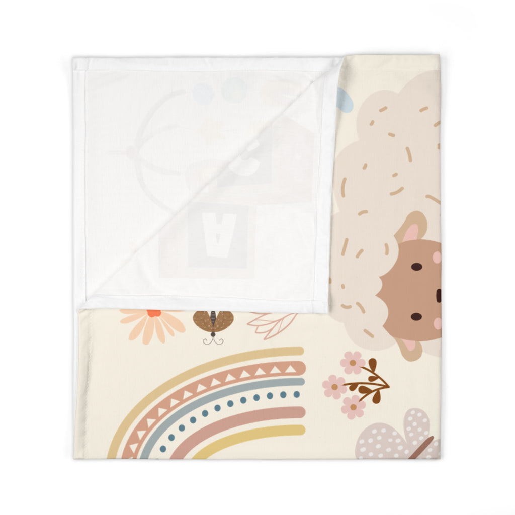 Baby Swaddle Blanket | Pastel Lambs, ABC Blocks & Rainbows Newborn Swaddle