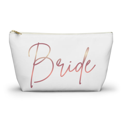 "Bride" Script in Rose Gold Cosmetic Bag
