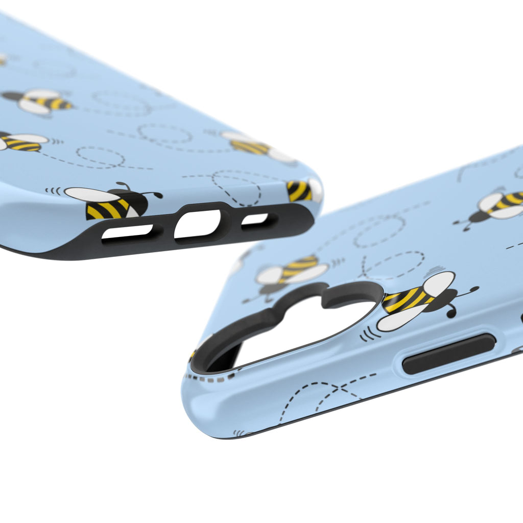 Phone Case | Sky Blue Bee Pattern Magnetic Impact-Resistant Phone Case