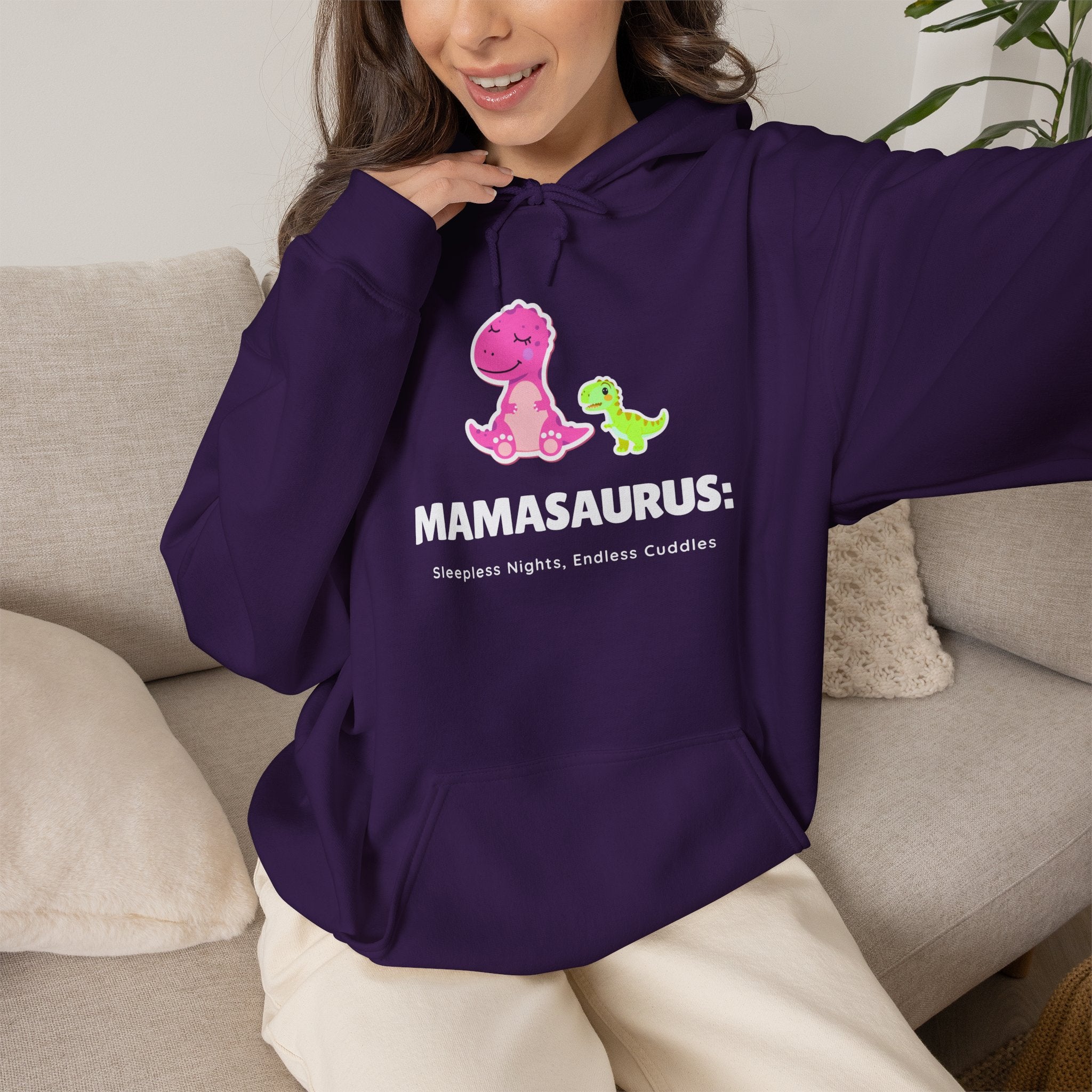Hoodie | 'Mamasaurus' Pink Mama Dino with Baby Sweater