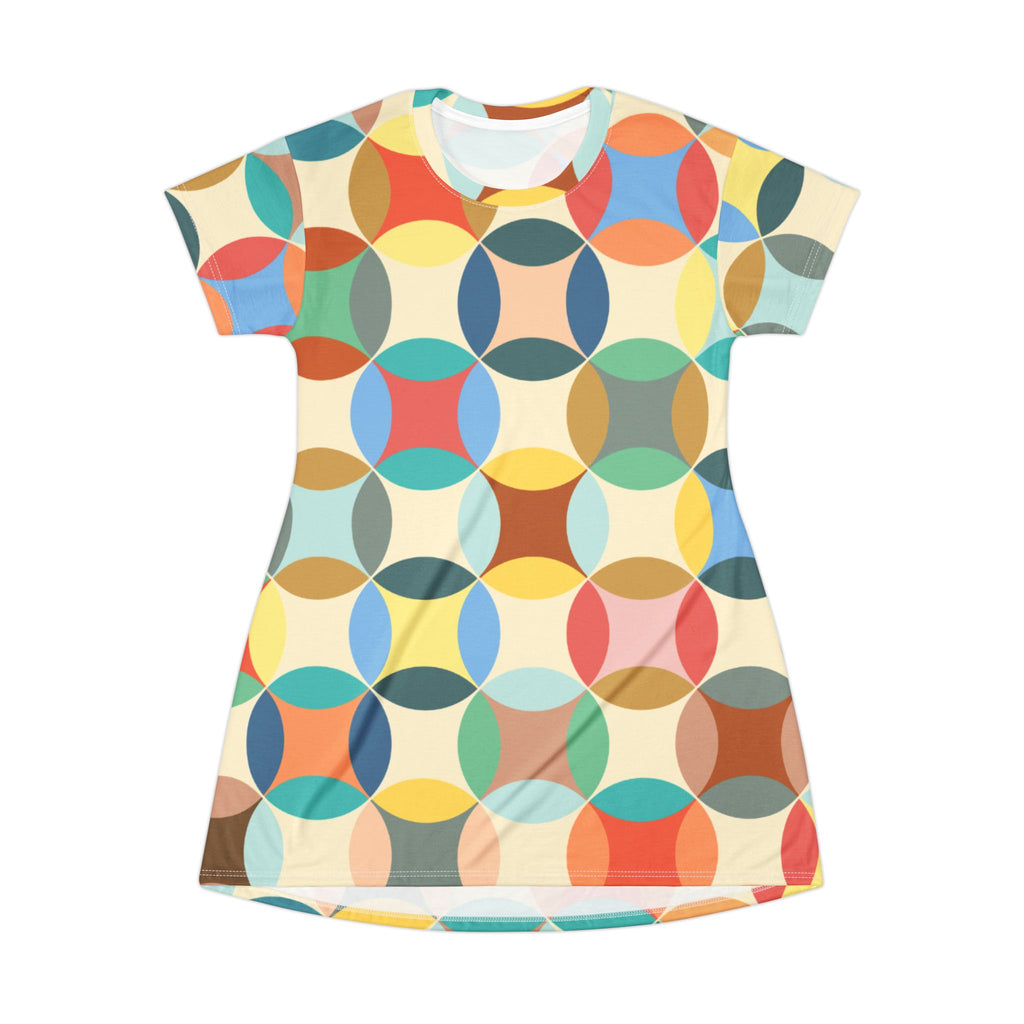 T‑Shirt Dress | Colorful Retro Circle Casual Dress