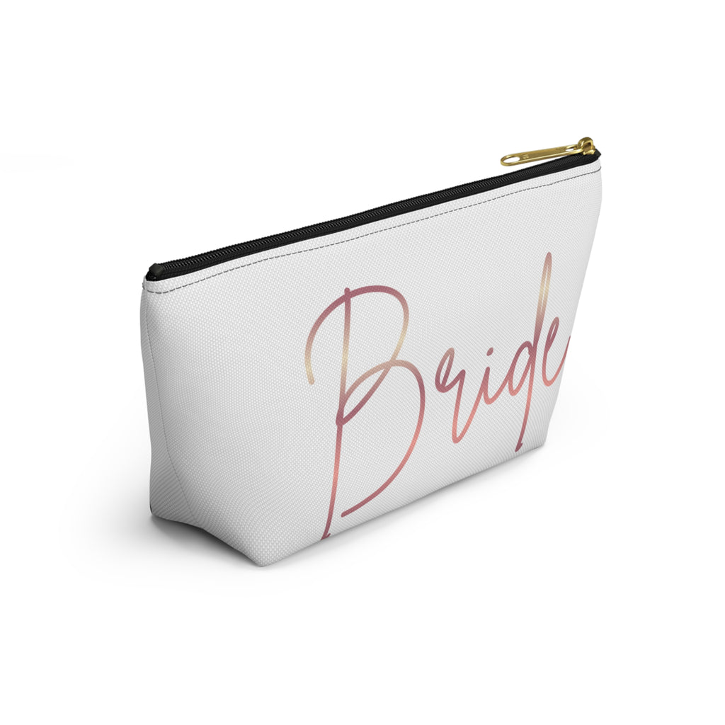 T Bottom Accessory Pouch | 'Bride' Script in Rose Gold Cosmetic Bag