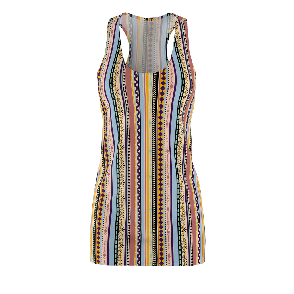 Women's Racerback Dress – Colorful Boho Stripe Sleeveless Summer Dress
