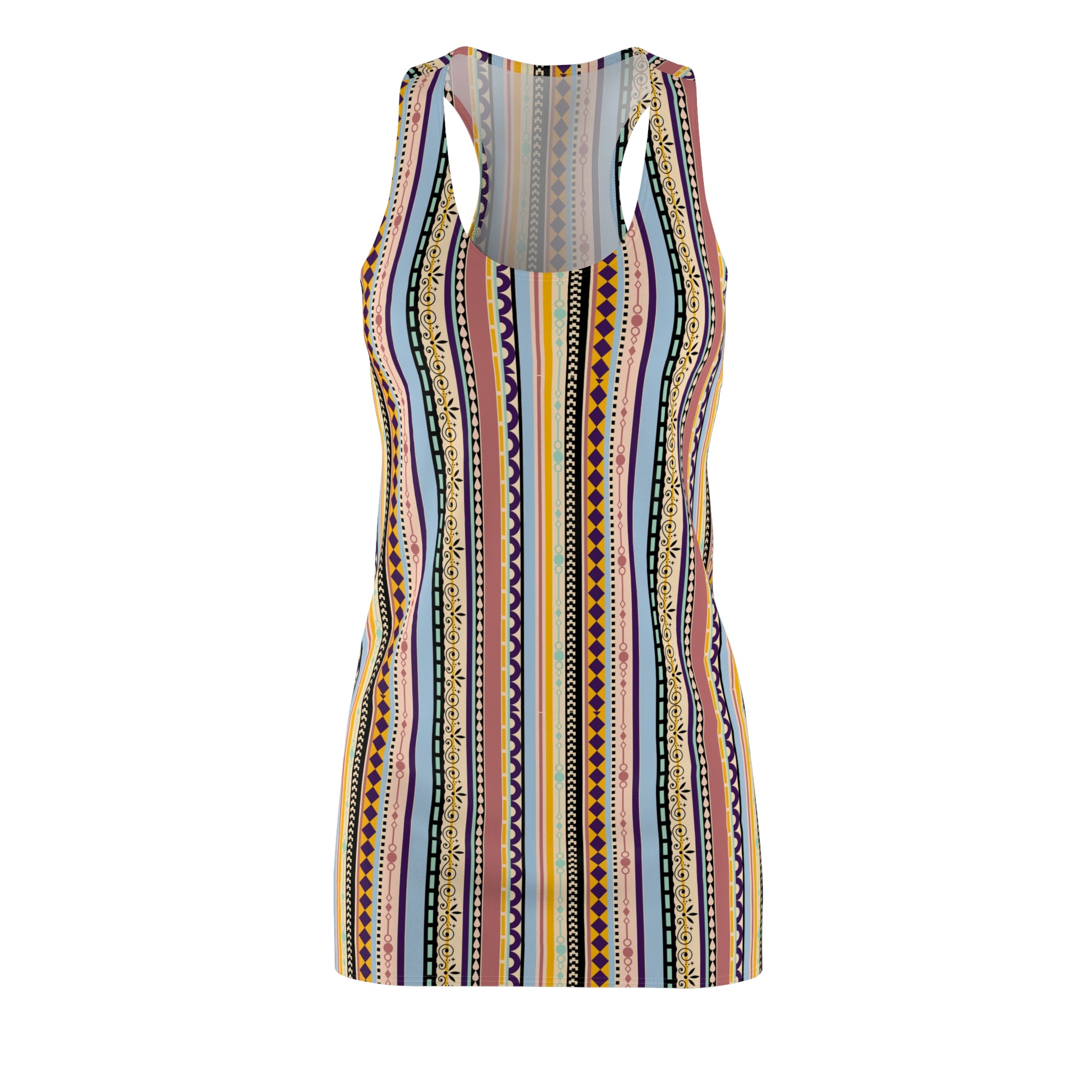 Women's Racerback Dress – Colorful Boho Stripe Sleeveless Summer Dress