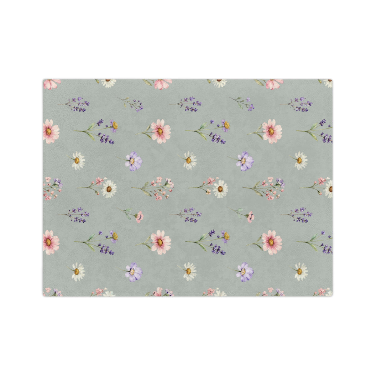 Pastel Wildflowers on Muted Olive Velveteen Throw