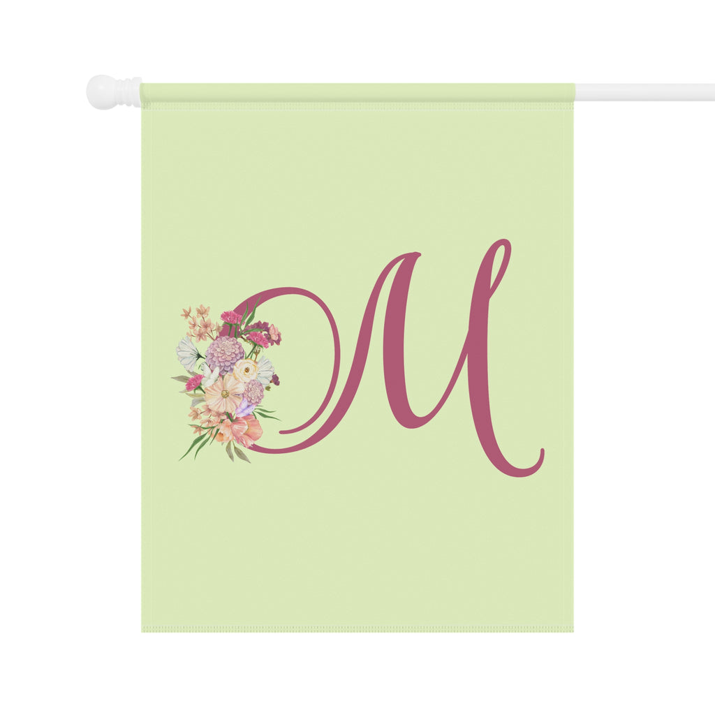 Home & Garden Banner | 'M' Monogram Crisp Colors Floral Flag