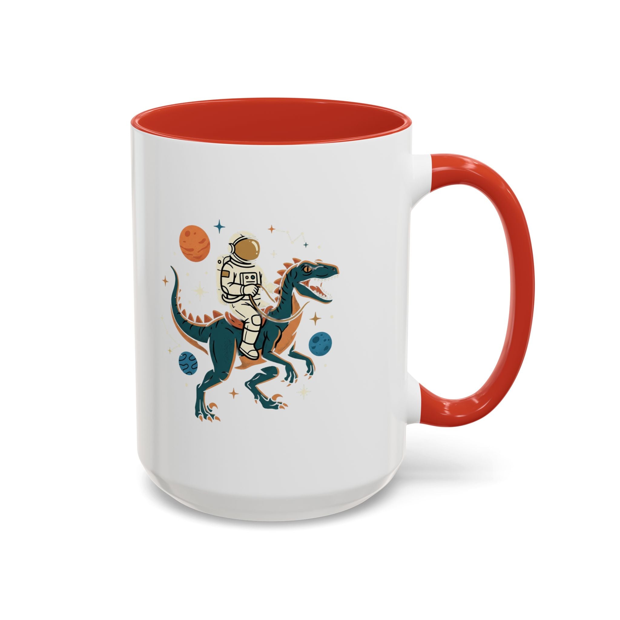 Coffee Mug | Astronaut Riding Velociraptor Accent Mug