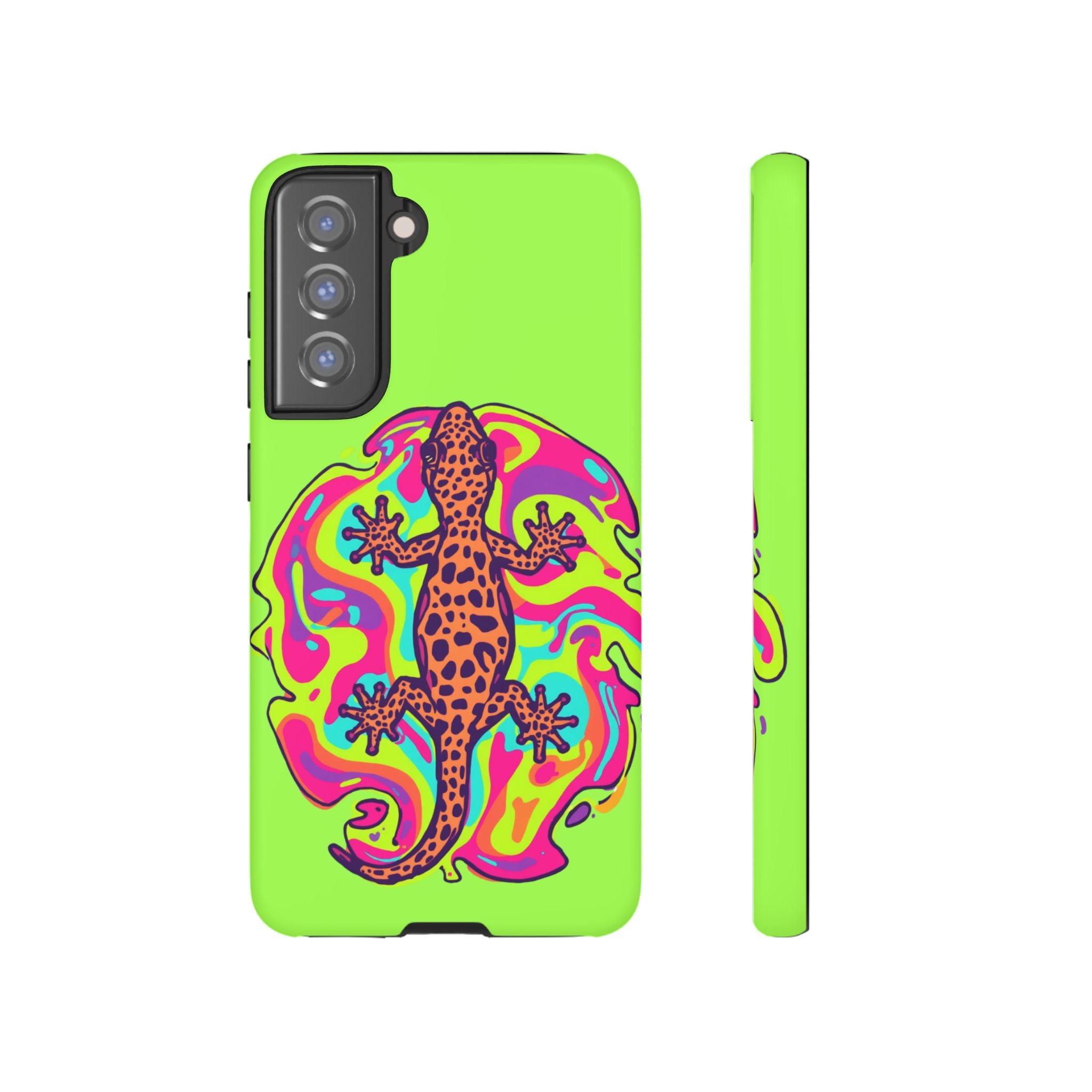 Phone Cases | Neon Leopard Gecko Swirl Phone Case