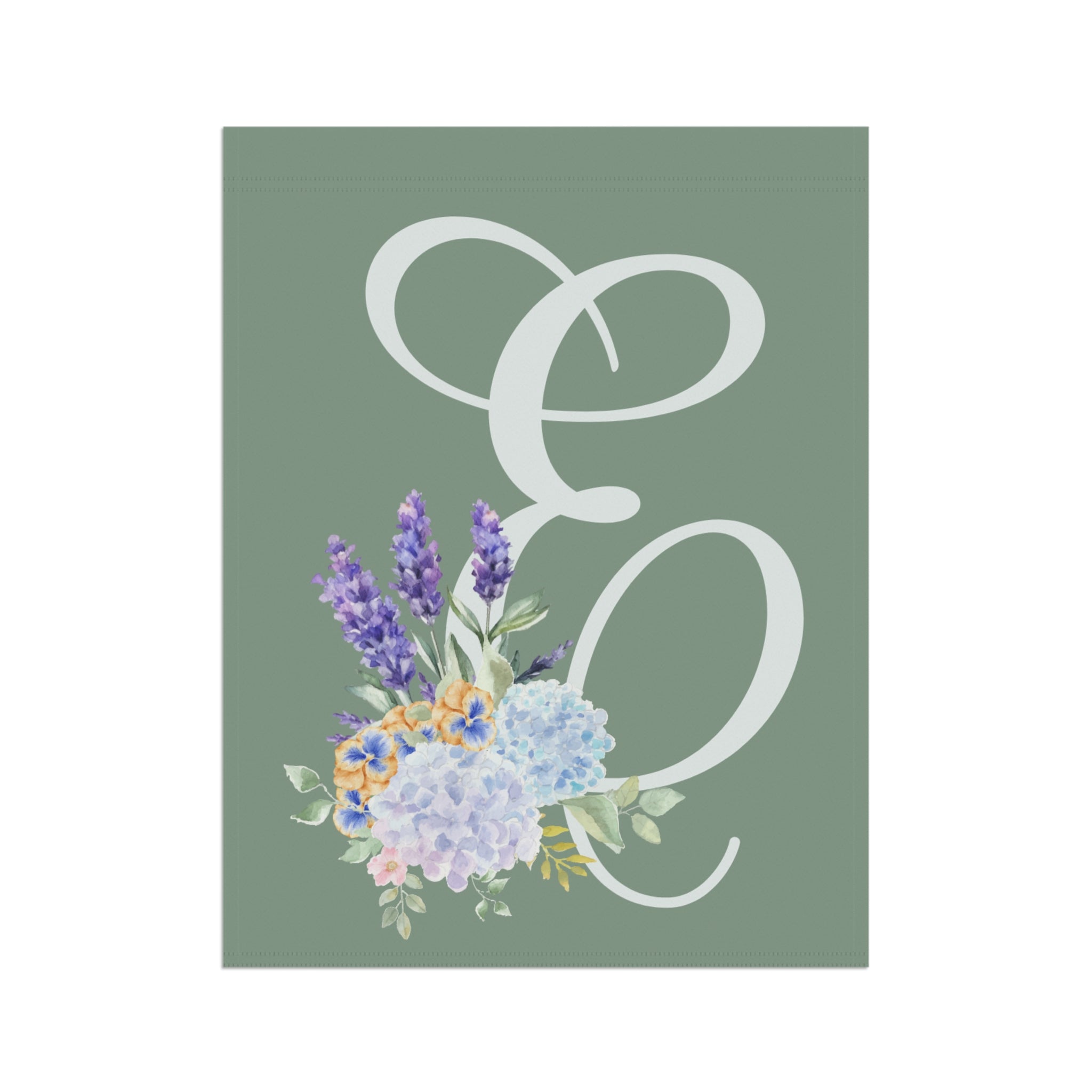Home & Garden Banner | 'E' Monogram Sage Garden Flag