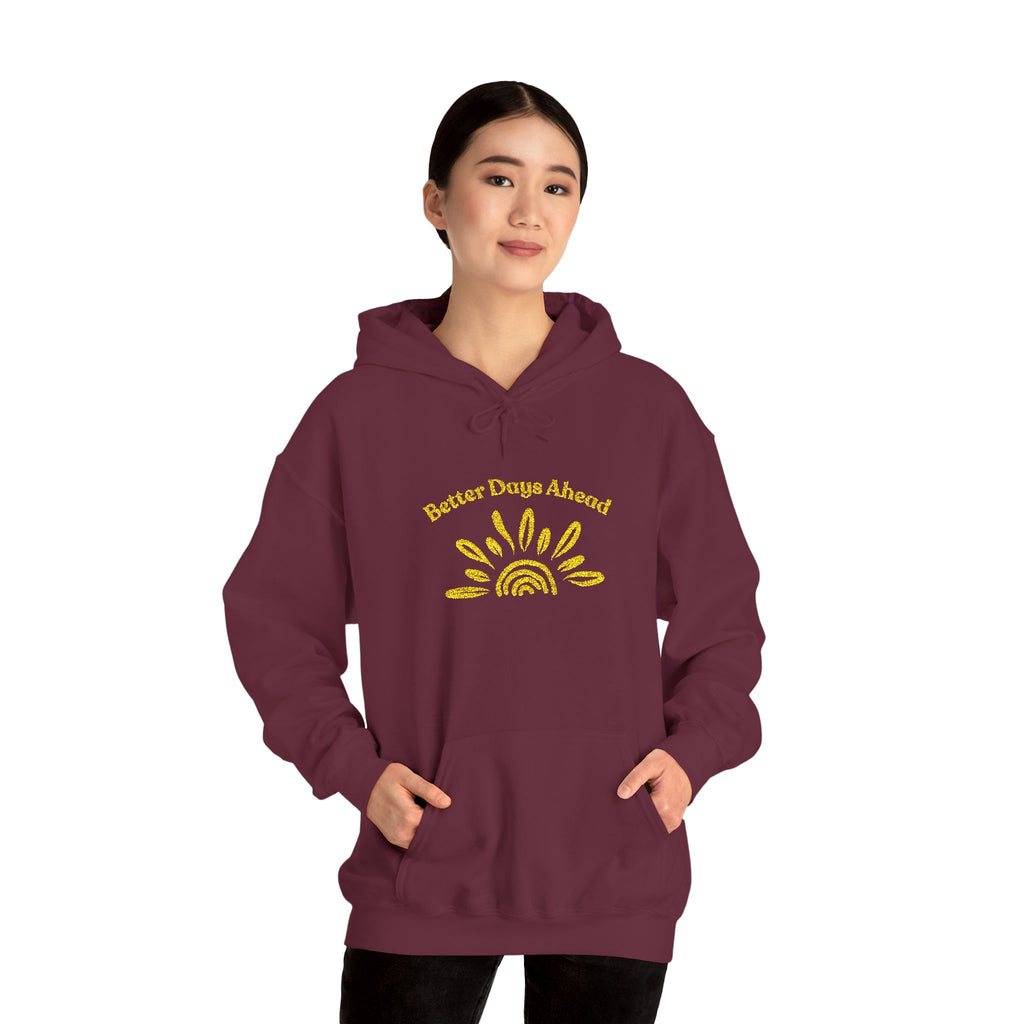 Hoodie | ‘Better Days Ahead’ Above a Sunrise  Embroidered Graphic