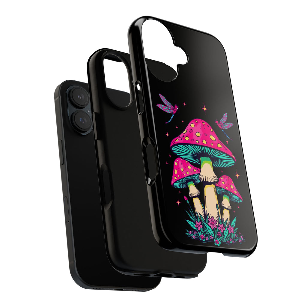 Phone Cases | Colorful Mushroom and Dragonfly Print Tough Case