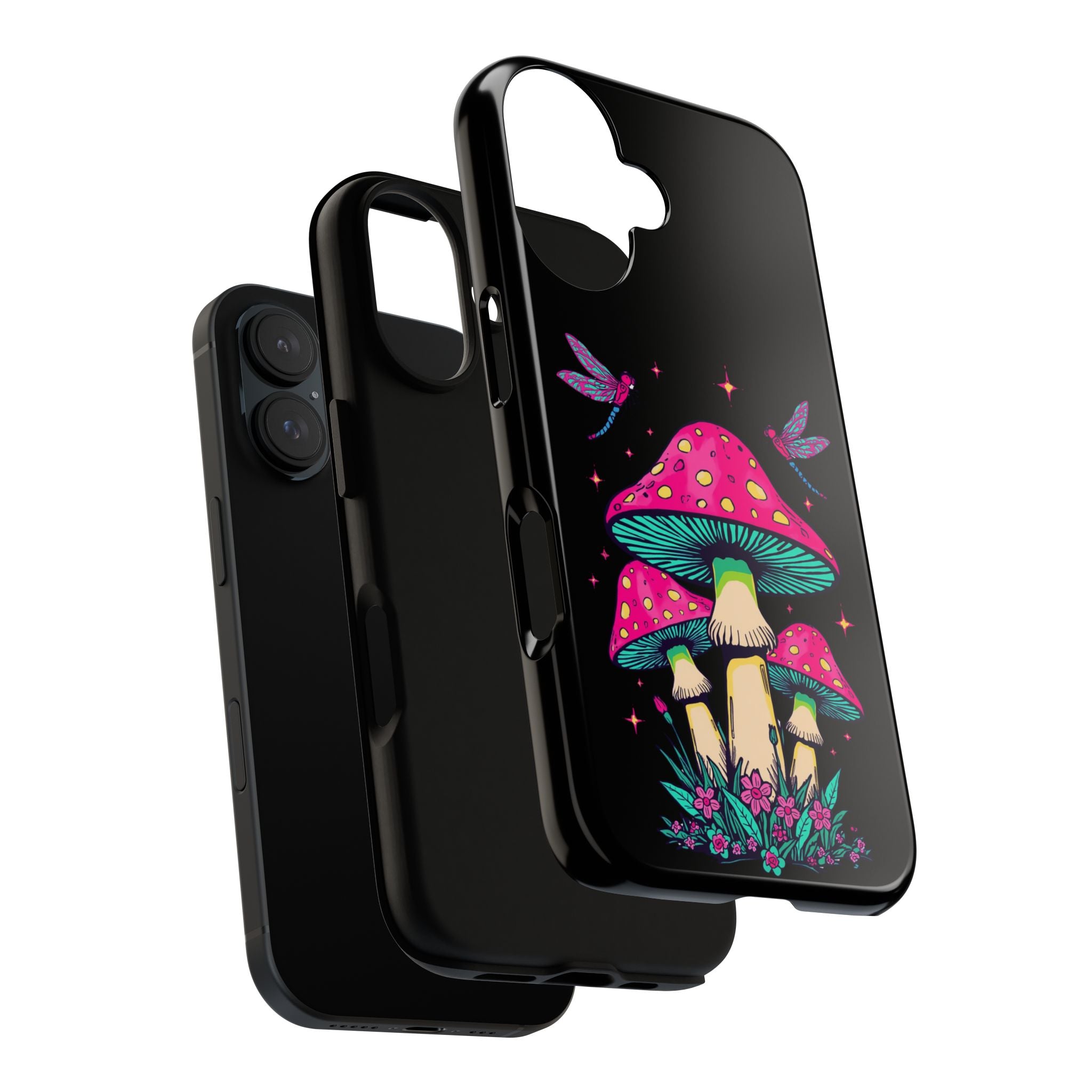 Phone Cases | Colorful Mushroom and Dragonfly Print Tough Case