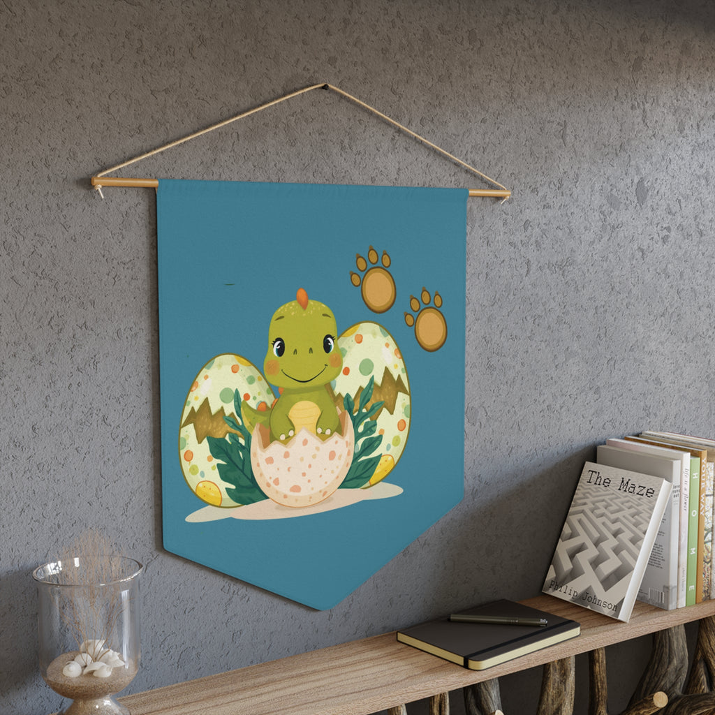Pennant Banner | Nursery Wall Banner with Cute Hatching Dino & Prints