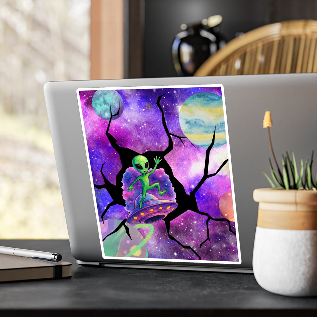 Vinyl Decal | Colorful Space Alien Kiss-Cut Sticker