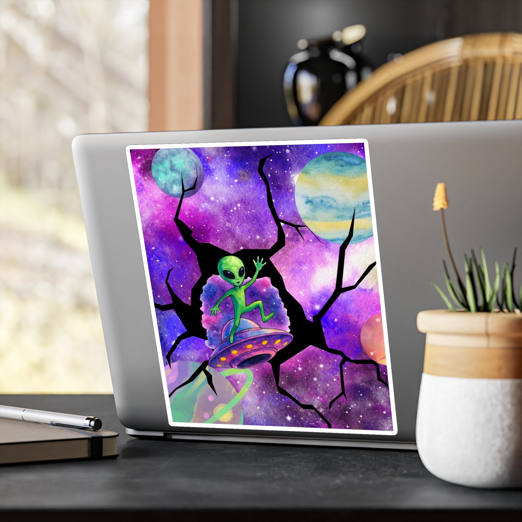 Vinyl Decal | Colorful Space Alien Kiss-Cut Sticker