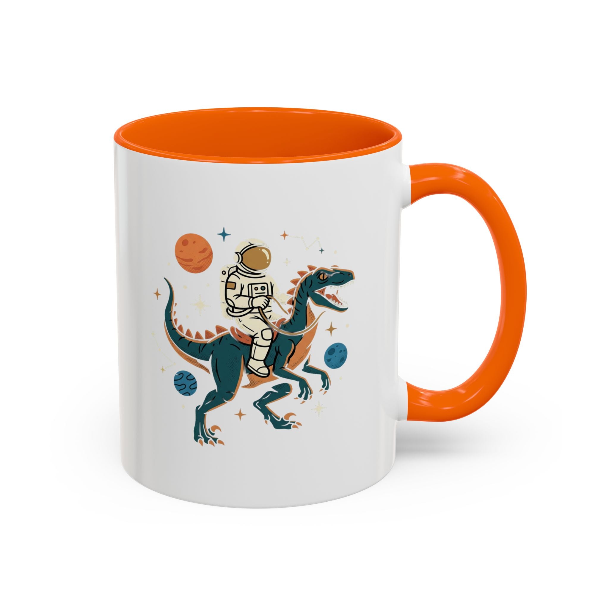 Coffee Mug | Astronaut Riding Velociraptor Accent Mug