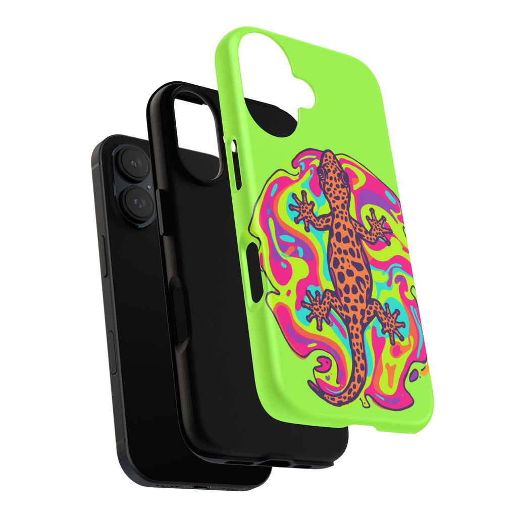 Phone Cases | Neon Leopard Gecko Swirl Phone Case