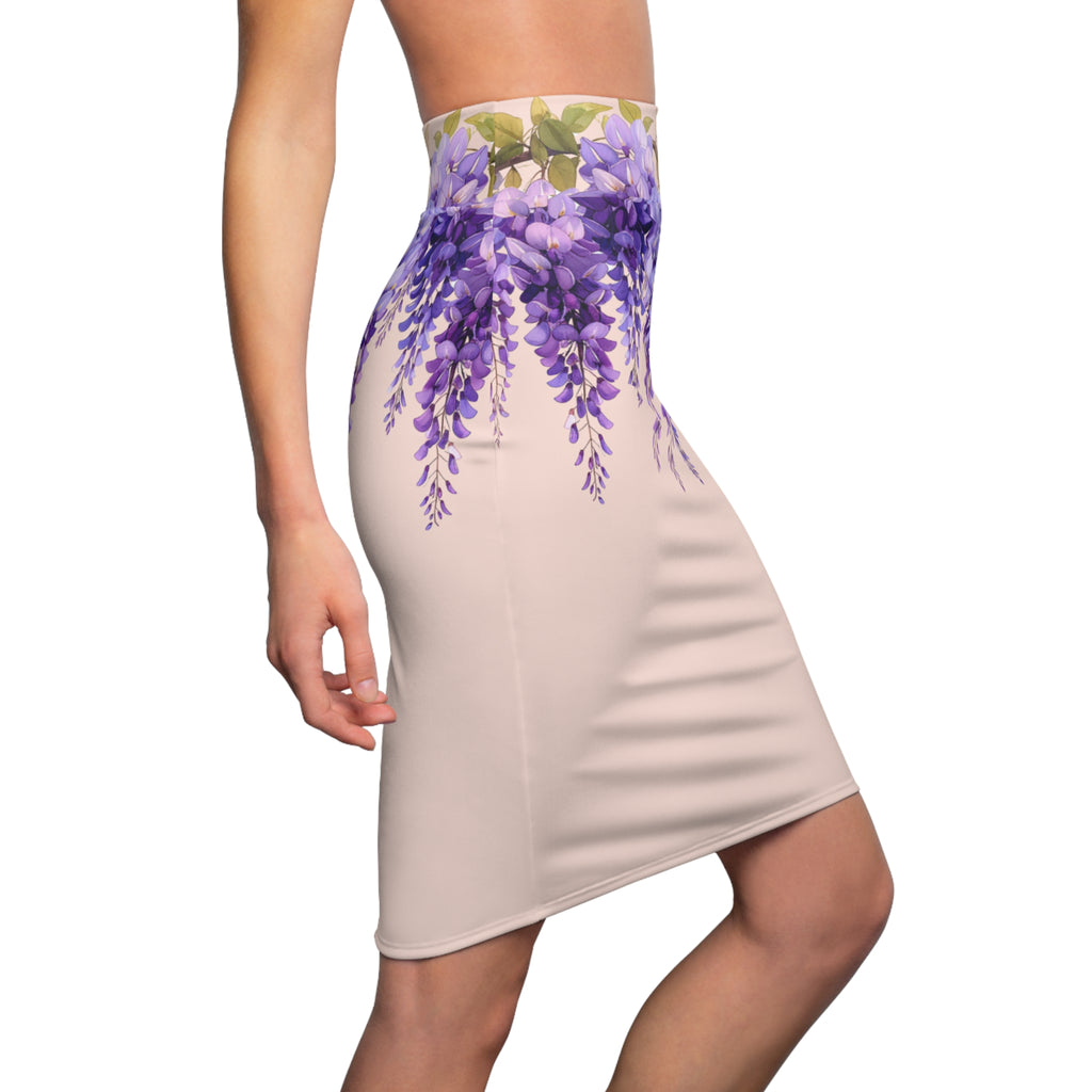 Women's Pencil Skirt | Wisteria Bloom Cascade Skirt
