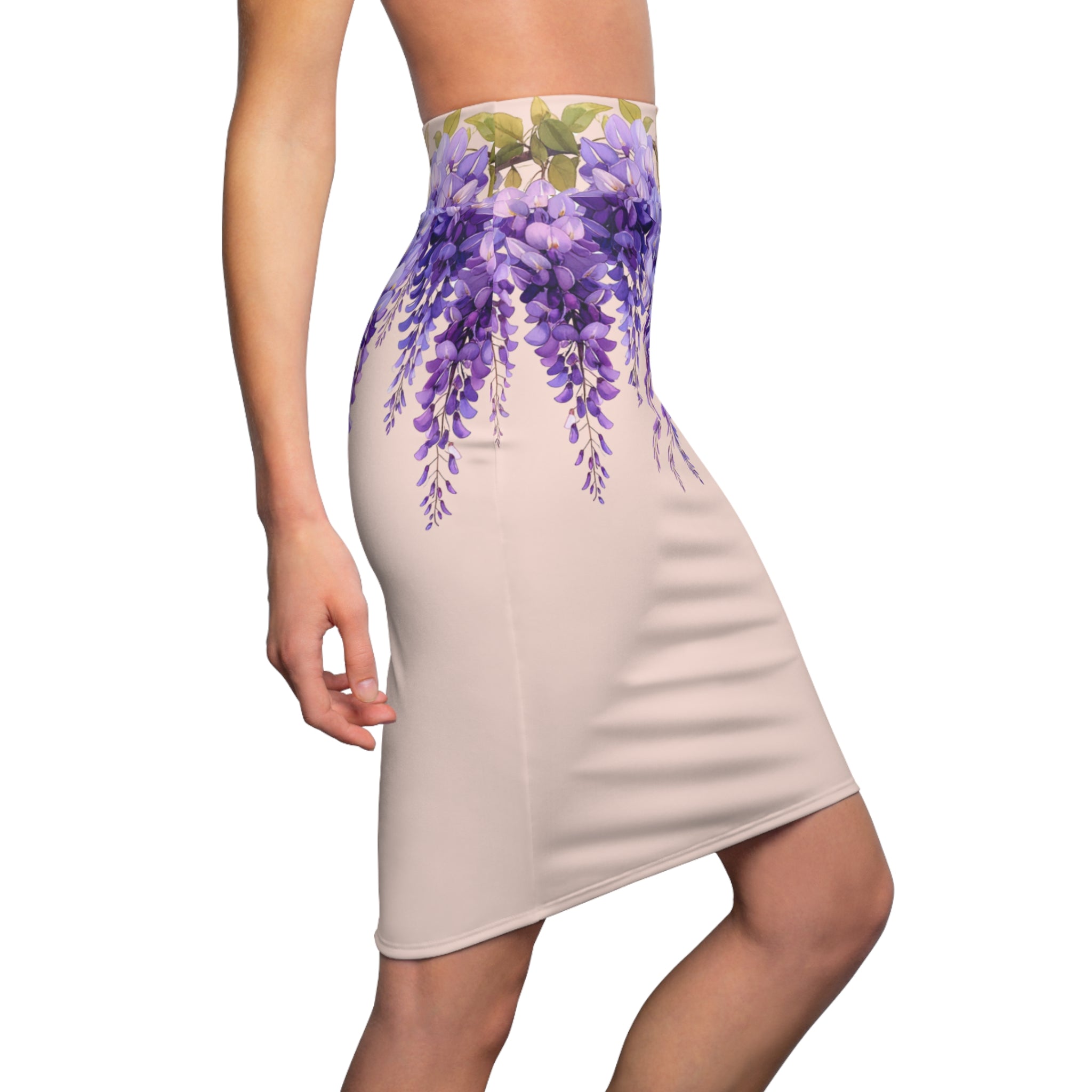 Women's Pencil Skirt | Wisteria Bloom Cascade Skirt