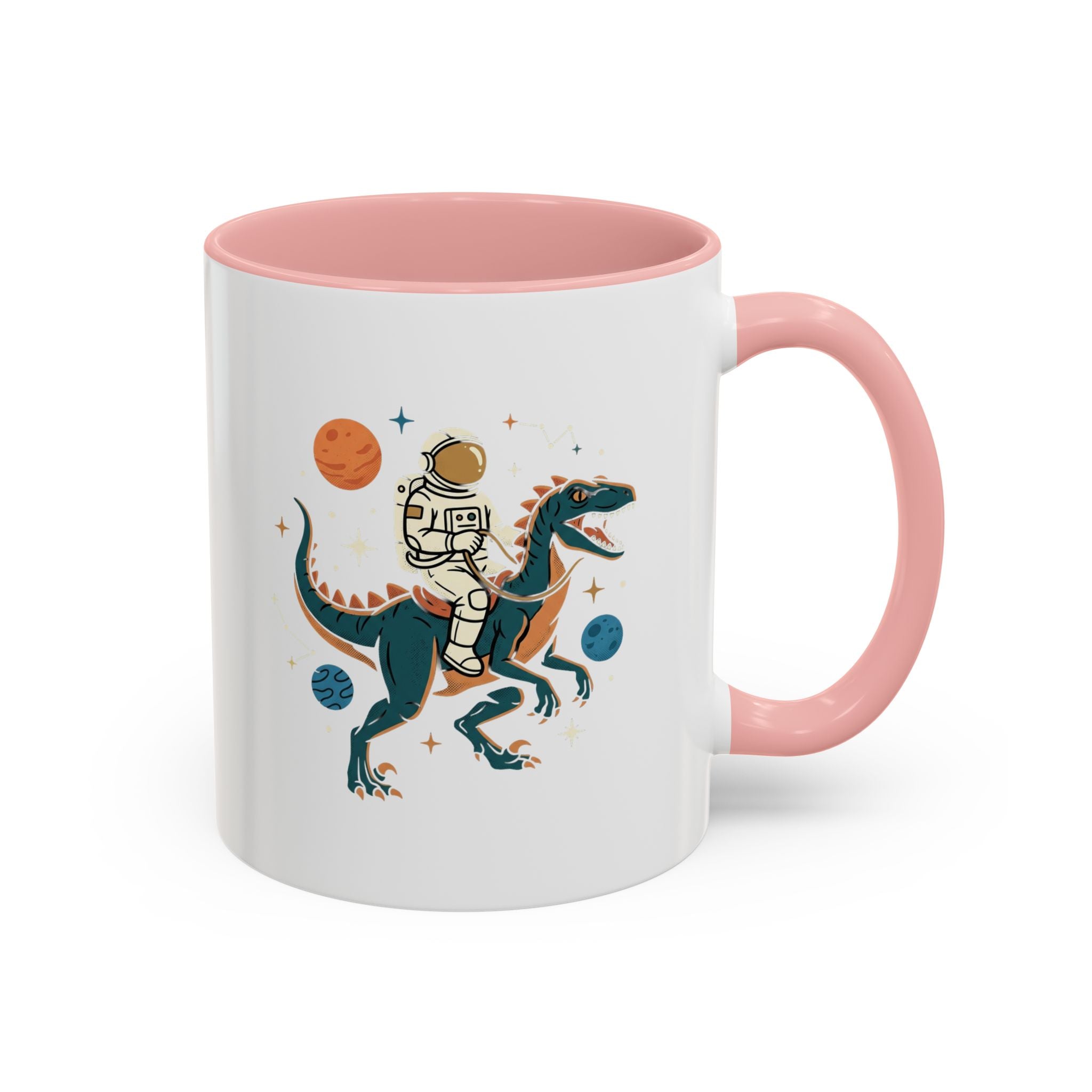 Coffee Mug | Astronaut Riding Velociraptor Accent Mug