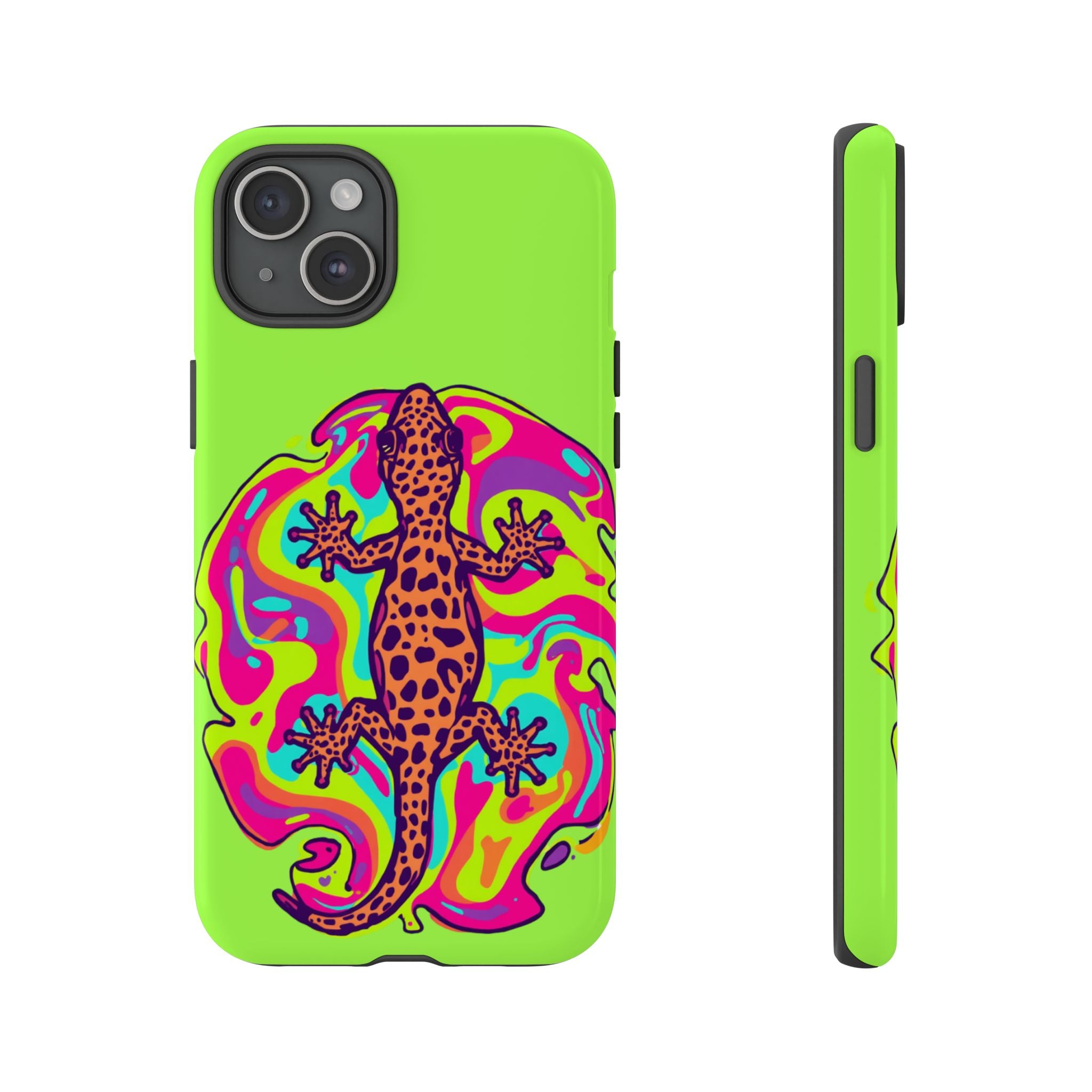 Phone Cases | Neon Leopard Gecko Swirl Phone Case