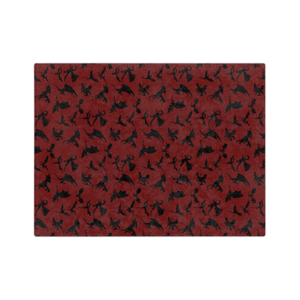 Crimson Dragons' Silhouettes Velveteen Throw