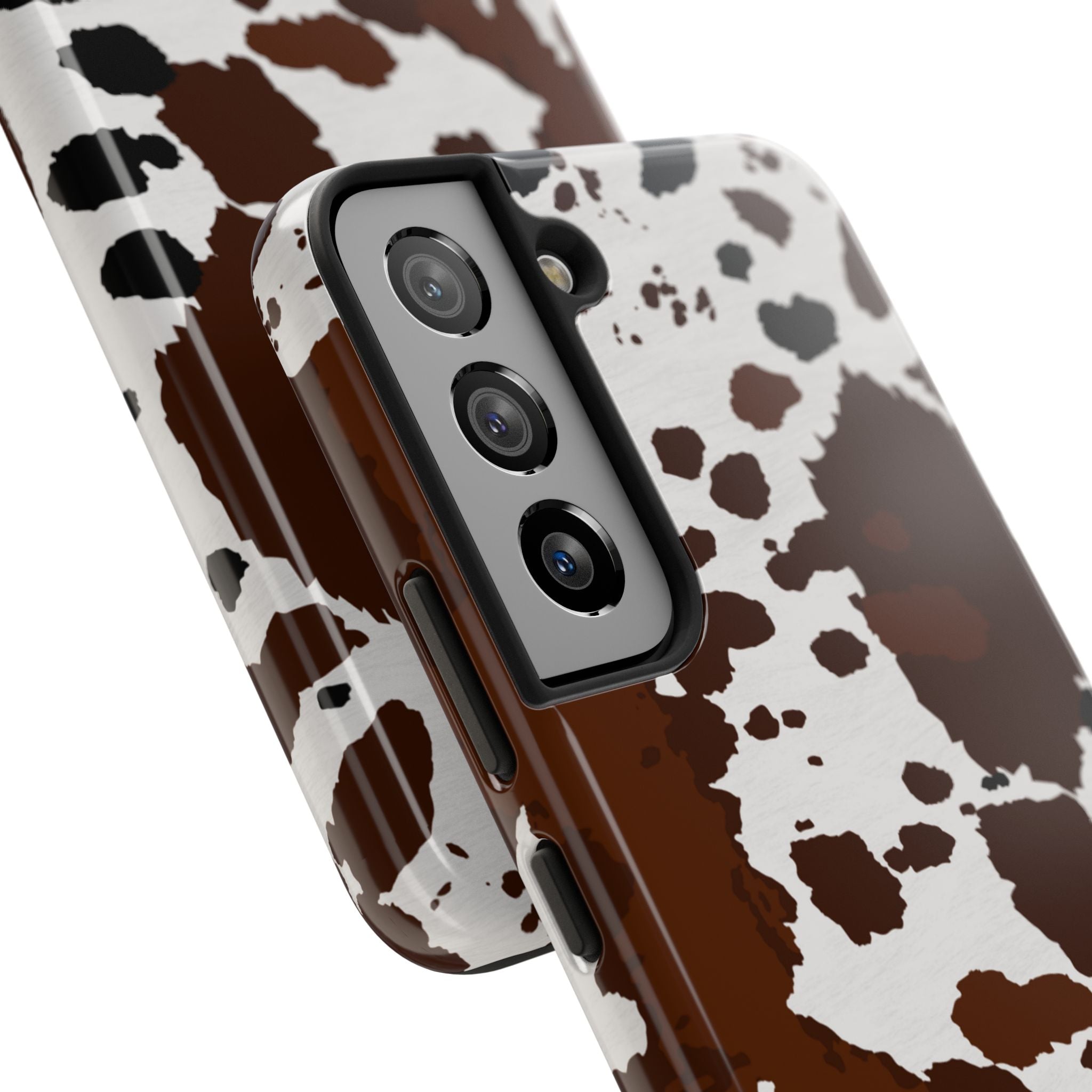 Phone Case | Brown & White Cowhide Pattern Tough Protective Cover