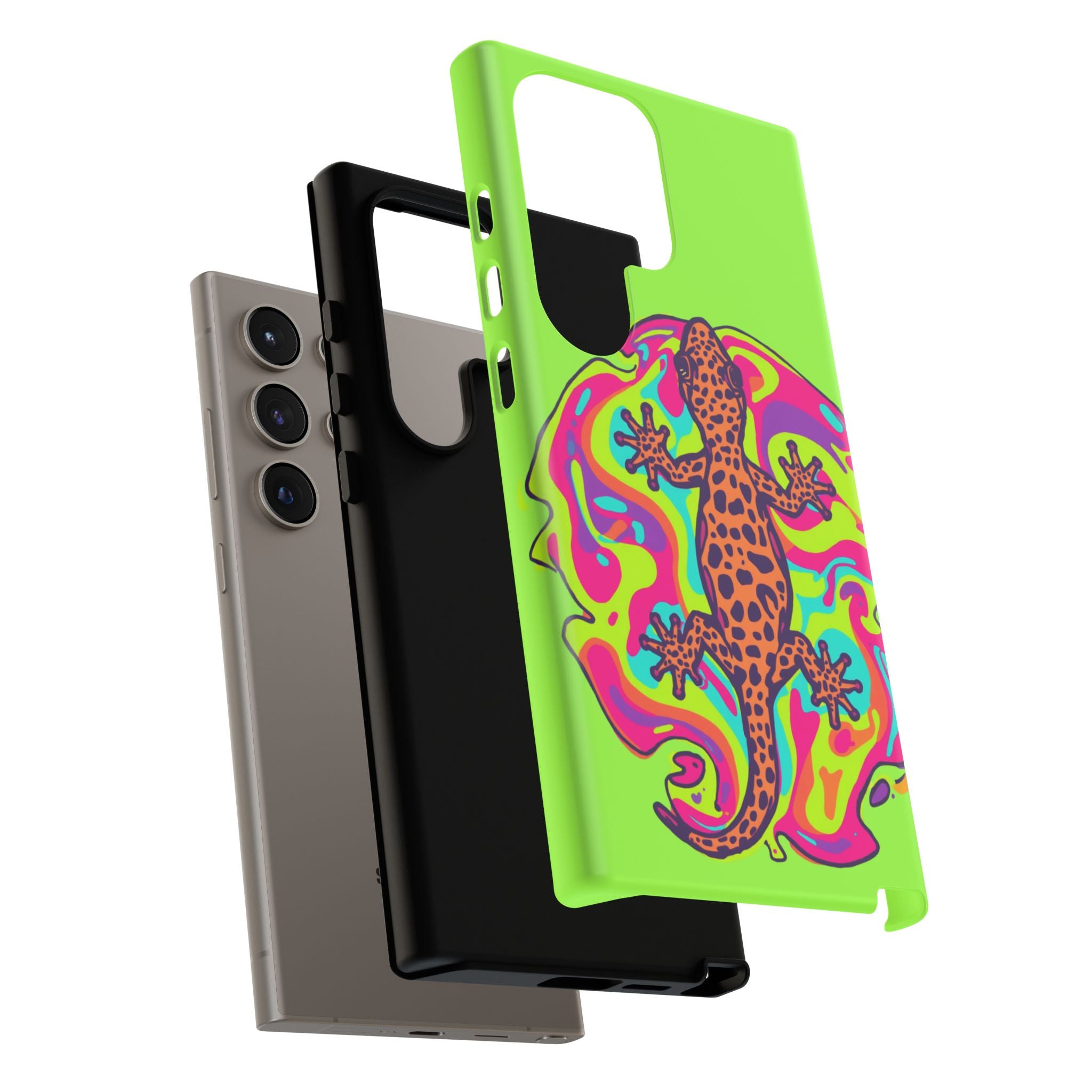 Phone Cases | Neon Leopard Gecko Swirl Phone Case
