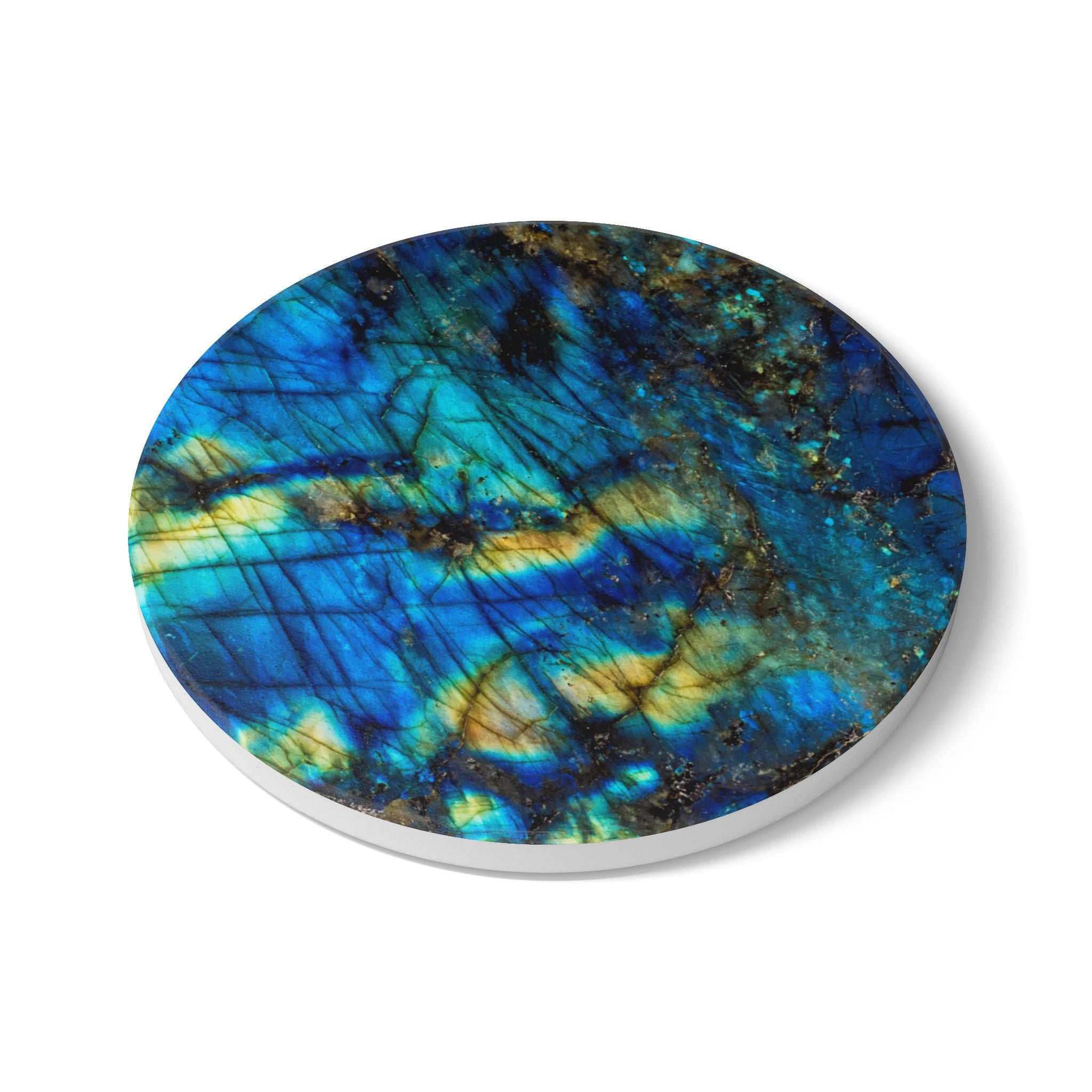 Coasters | Faux Labradorite Stone Ceramic Drink Coaster