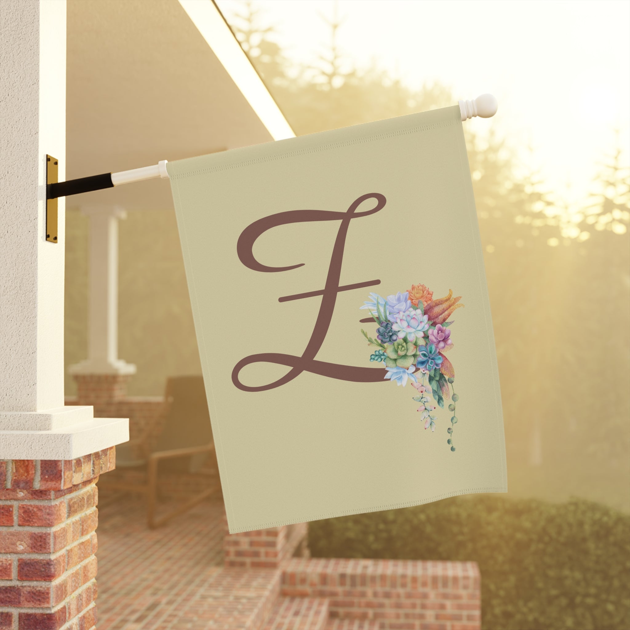 Home & Garden Banner | 'Z' Monogram Cheerful Succulents Flag