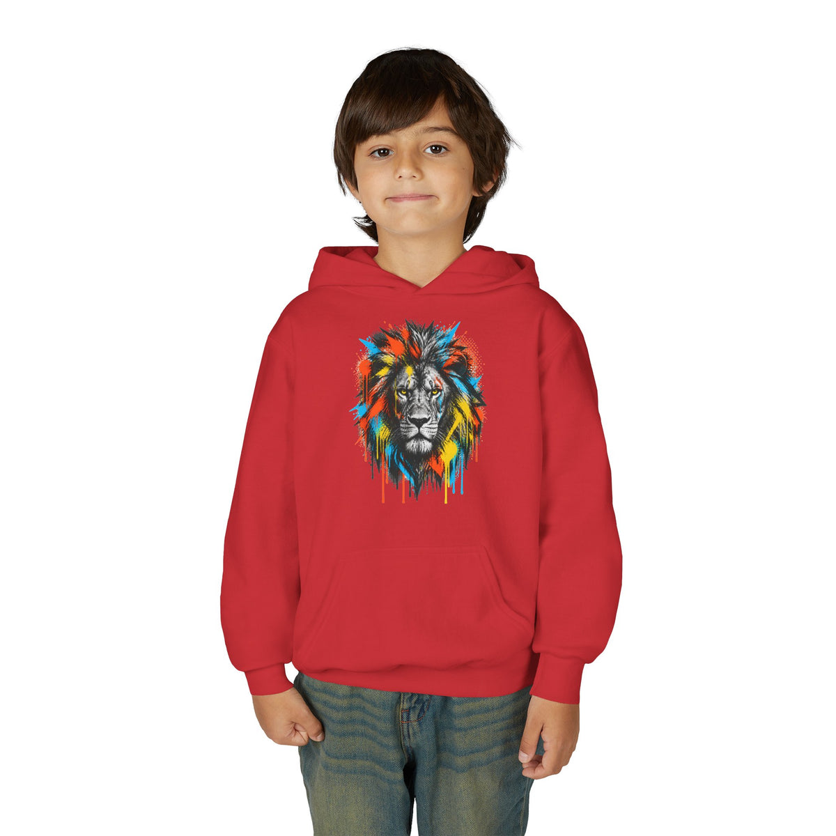 Lion Spirit Paint Drips Youth Hoodie