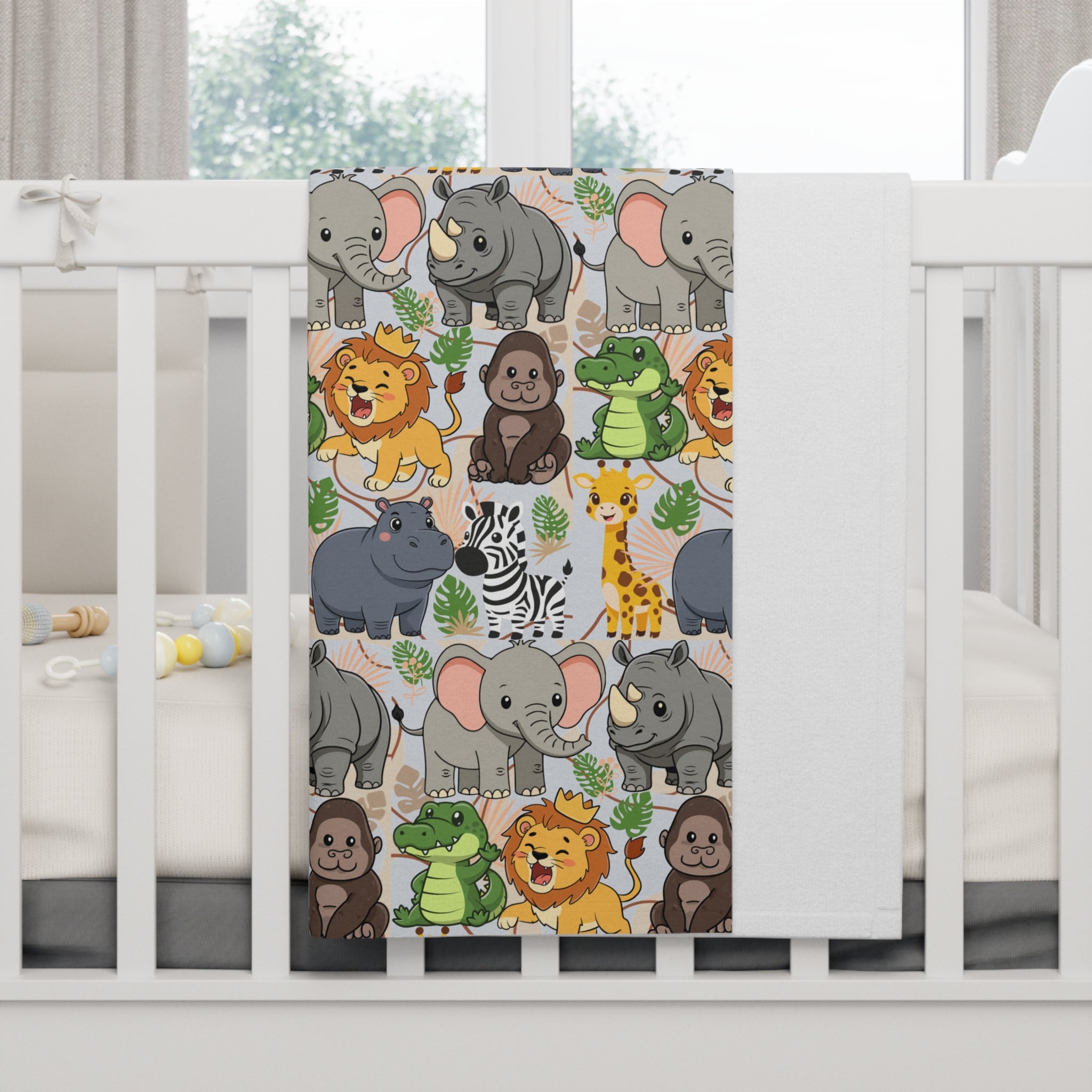 Baby Blanket | Soft Fleece Safari Animal Nursery Throw