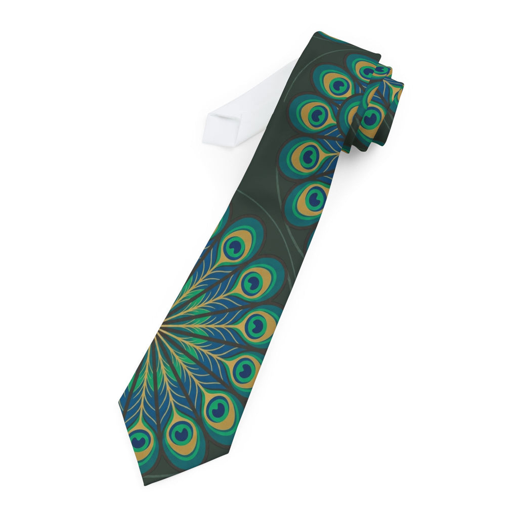 Necktie | Elegant Teal & Green Peacock Feather Pattern Formal Tie