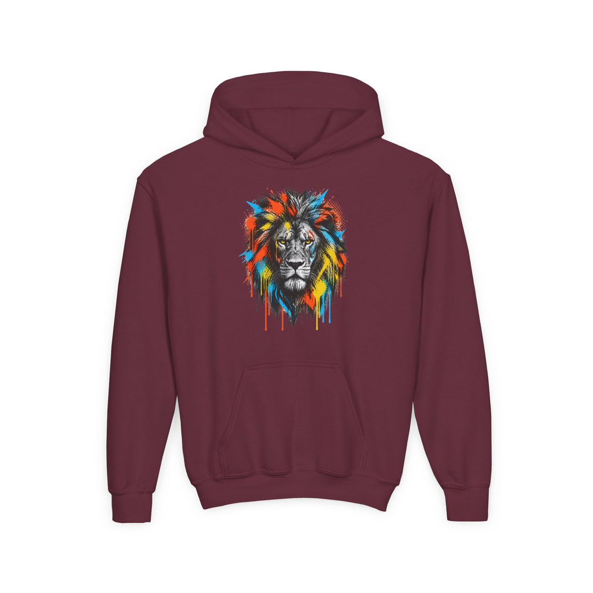 Lion Spirit Paint Drips Youth Hoodie