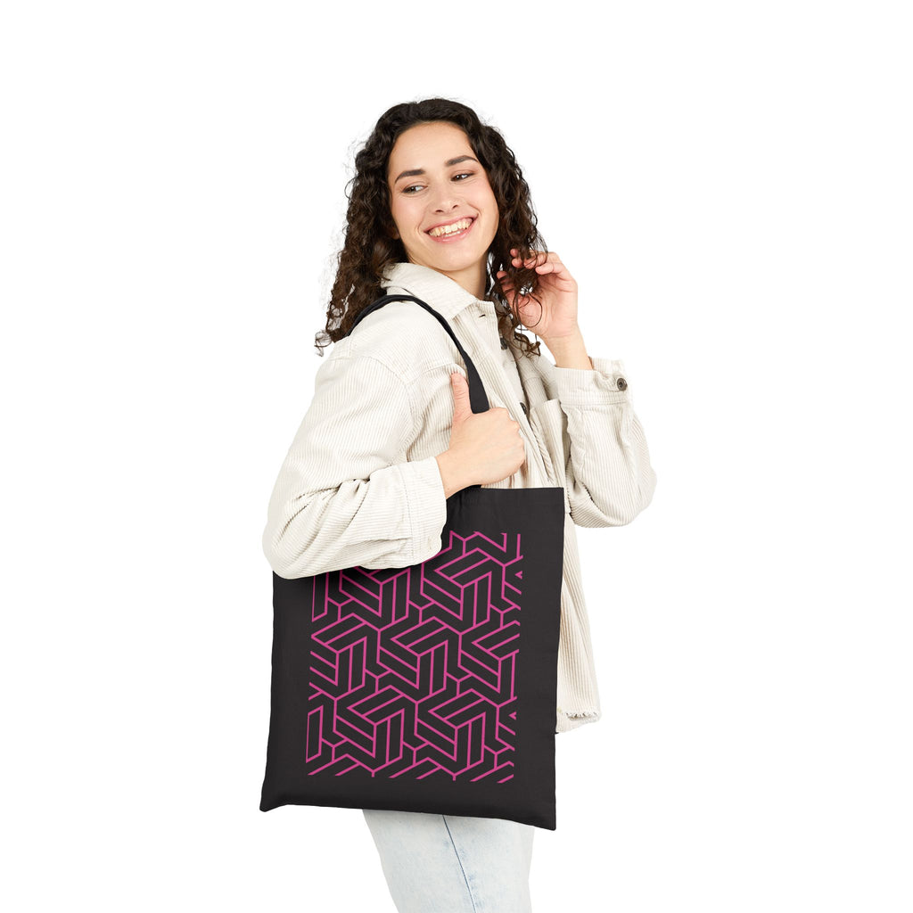 Tote Bag | Pink Optical Illusion Canvas Tote