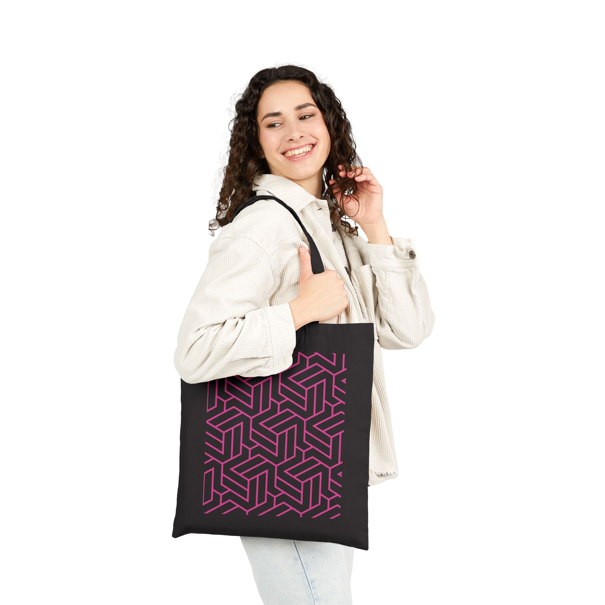 Tote Bag | Pink Optical Illusion Canvas Tote